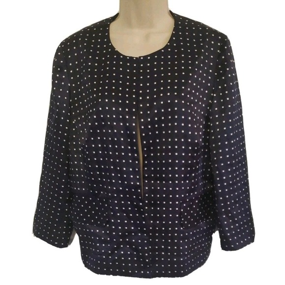 Pendleton Jackets & Blazers - Vtg Pendleton Size L Polkadot Silk Blend Open Front Jacket Nautical Career